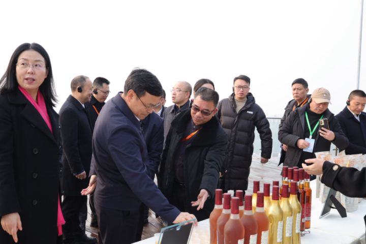 7与会人员在邻水县丰禾镇脐橙现代农业园区了解脐橙产业并品尝脐橙加工产品.JPG